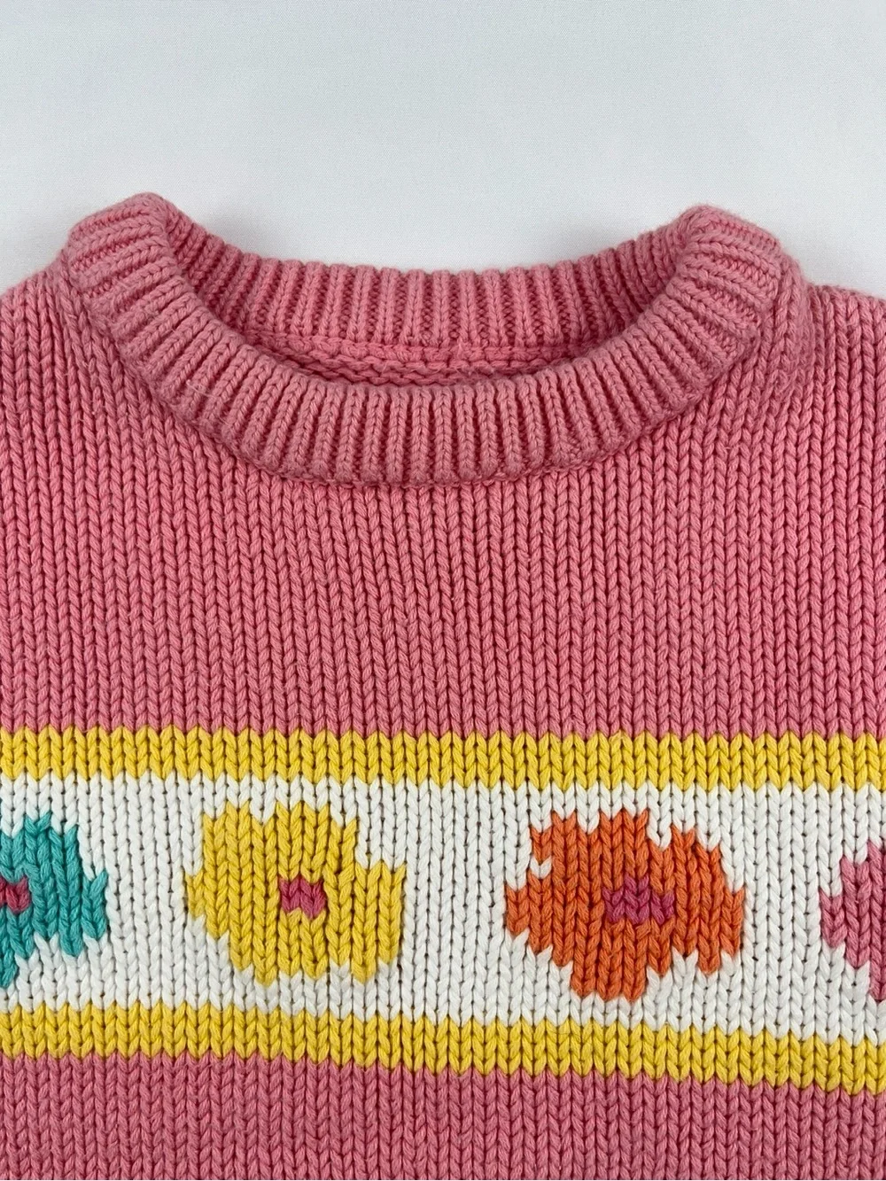 Gymboree 1998 Pink Cotton Flower Knit Vintage Sweater 3-4 M